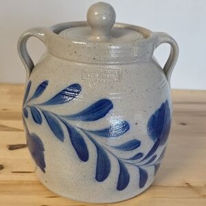 Handcrafted Blue Floral Ceramic Jar
